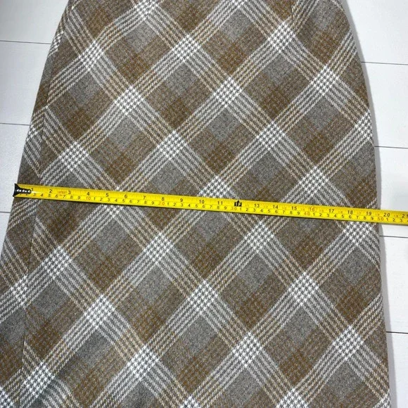 Vintage B. Moss Maxi Skirt Womens 4 Y2K 90s Brown Plaid Wool Blend Academia - Picture 15 of 16